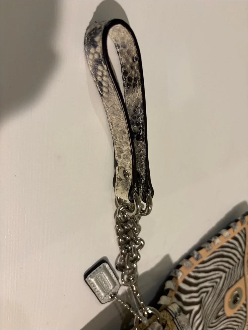 Coach Natural Straw Clutch with Silver-Tone Trim